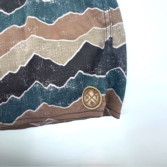 Hippie Tree Black and Brown Board Shorts with Wavy Stripes - Picture 5 of 9